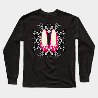 The cutest hot pink ladies pumps with mandala design Long Sleeve T-Shirt